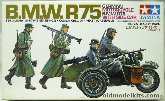 Tamiya 1/35 BMW R75 Motorcycle With Side Car - And Combat Crew of  4, 35016 plastic model kit